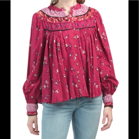 New Free People Paloma Printed Blouse - Picture 1 of 5